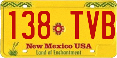 NM license plate 138TVB