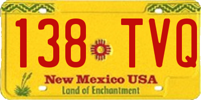 NM license plate 138TVQ