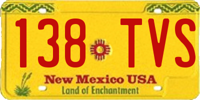 NM license plate 138TVS