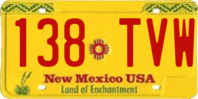 NM license plate 138TVW