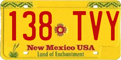 NM license plate 138TVY