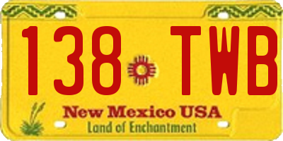 NM license plate 138TWB