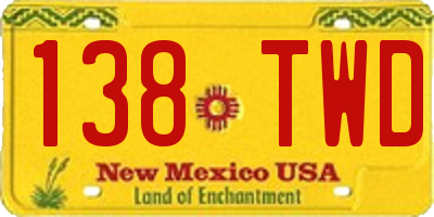 NM license plate 138TWD