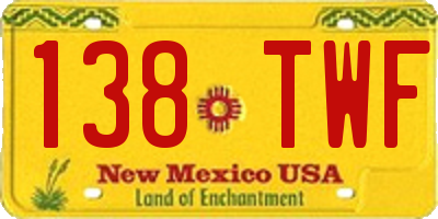 NM license plate 138TWF
