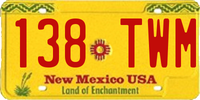 NM license plate 138TWM