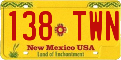 NM license plate 138TWN