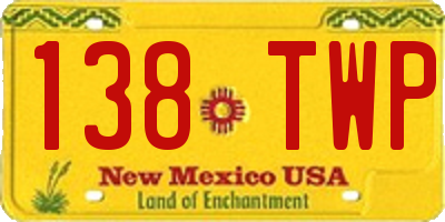 NM license plate 138TWP