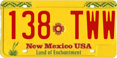 NM license plate 138TWW