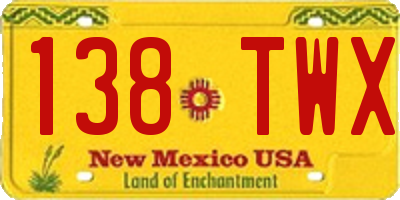 NM license plate 138TWX