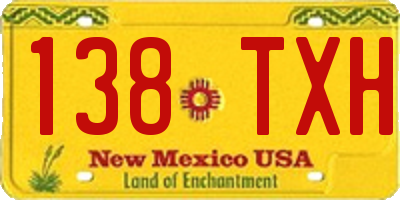 NM license plate 138TXH