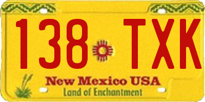 NM license plate 138TXK