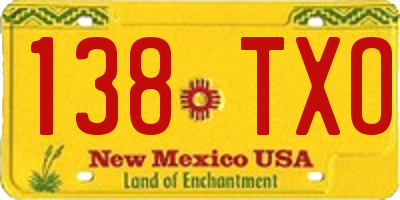 NM license plate 138TXO