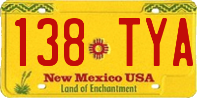NM license plate 138TYA