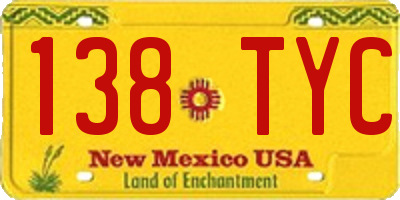 NM license plate 138TYC