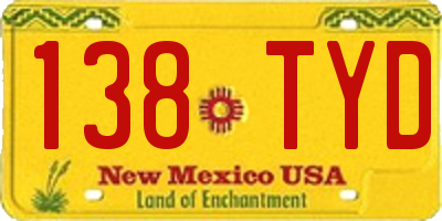 NM license plate 138TYD