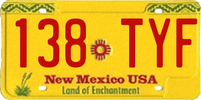 NM license plate 138TYF