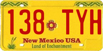 NM license plate 138TYH