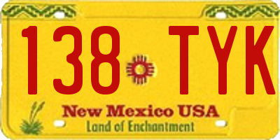 NM license plate 138TYK