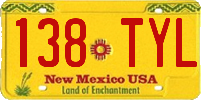 NM license plate 138TYL