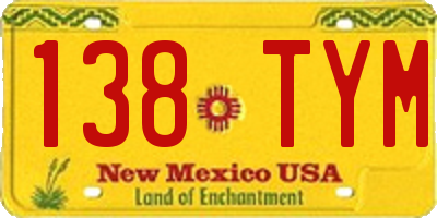 NM license plate 138TYM