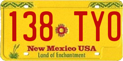 NM license plate 138TYO