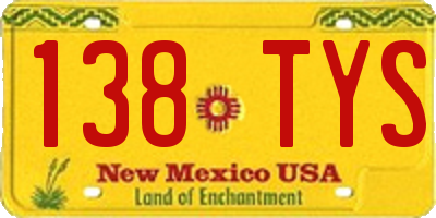 NM license plate 138TYS