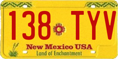 NM license plate 138TYV
