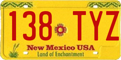 NM license plate 138TYZ
