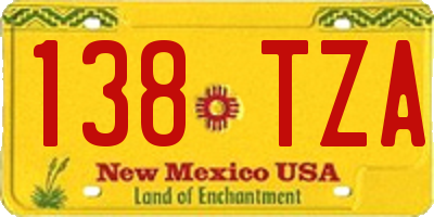 NM license plate 138TZA