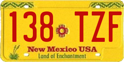 NM license plate 138TZF