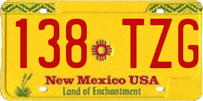 NM license plate 138TZG