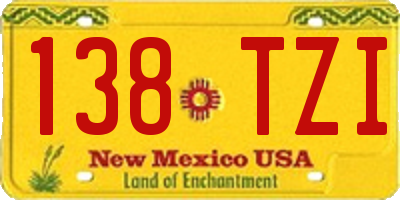 NM license plate 138TZI
