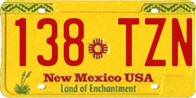 NM license plate 138TZN