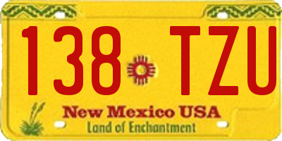 NM license plate 138TZU