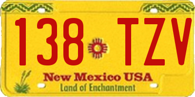 NM license plate 138TZV