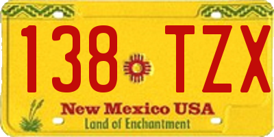 NM license plate 138TZX