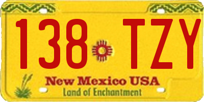 NM license plate 138TZY