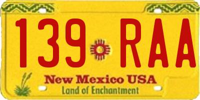 NM license plate 139RAA