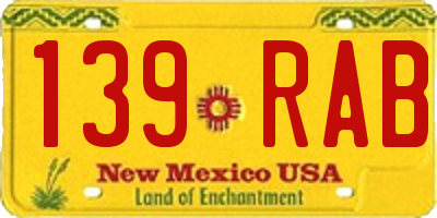 NM license plate 139RAB