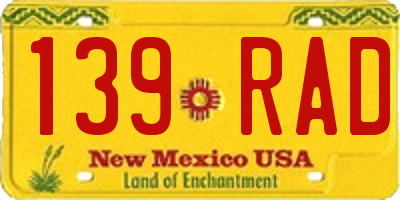 NM license plate 139RAD