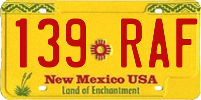 NM license plate 139RAF