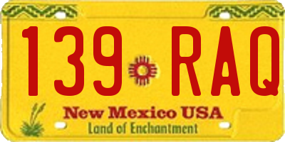 NM license plate 139RAQ