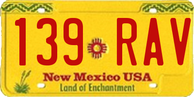 NM license plate 139RAV