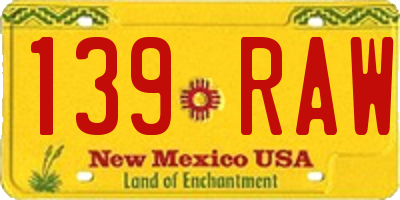 NM license plate 139RAW