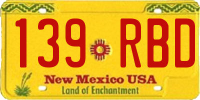 NM license plate 139RBD