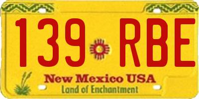 NM license plate 139RBE