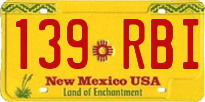 NM license plate 139RBI