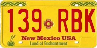 NM license plate 139RBK