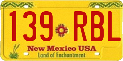 NM license plate 139RBL
