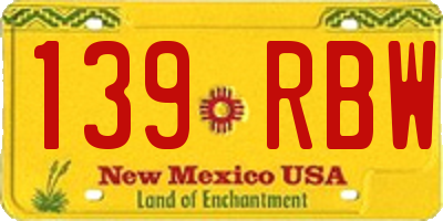 NM license plate 139RBW